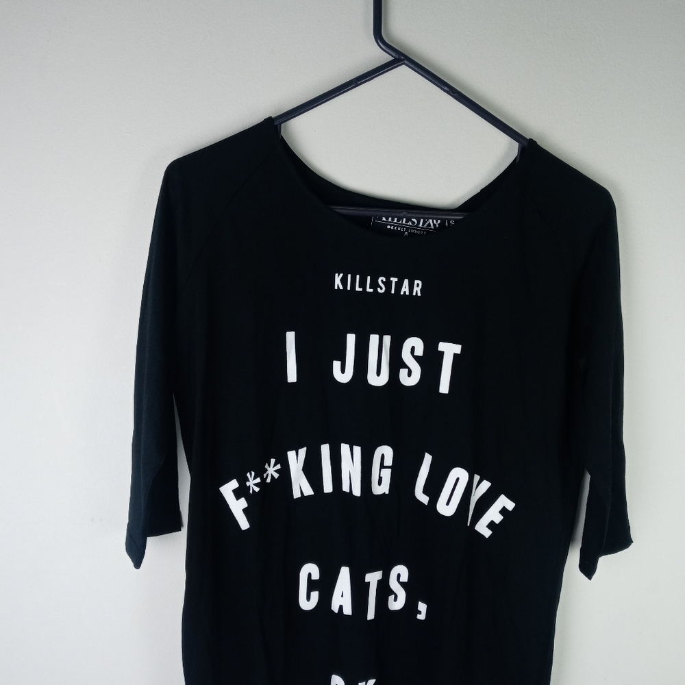 Killstar Cats Ladies Raglan T-Shirt Size S - Picture 2 of 14